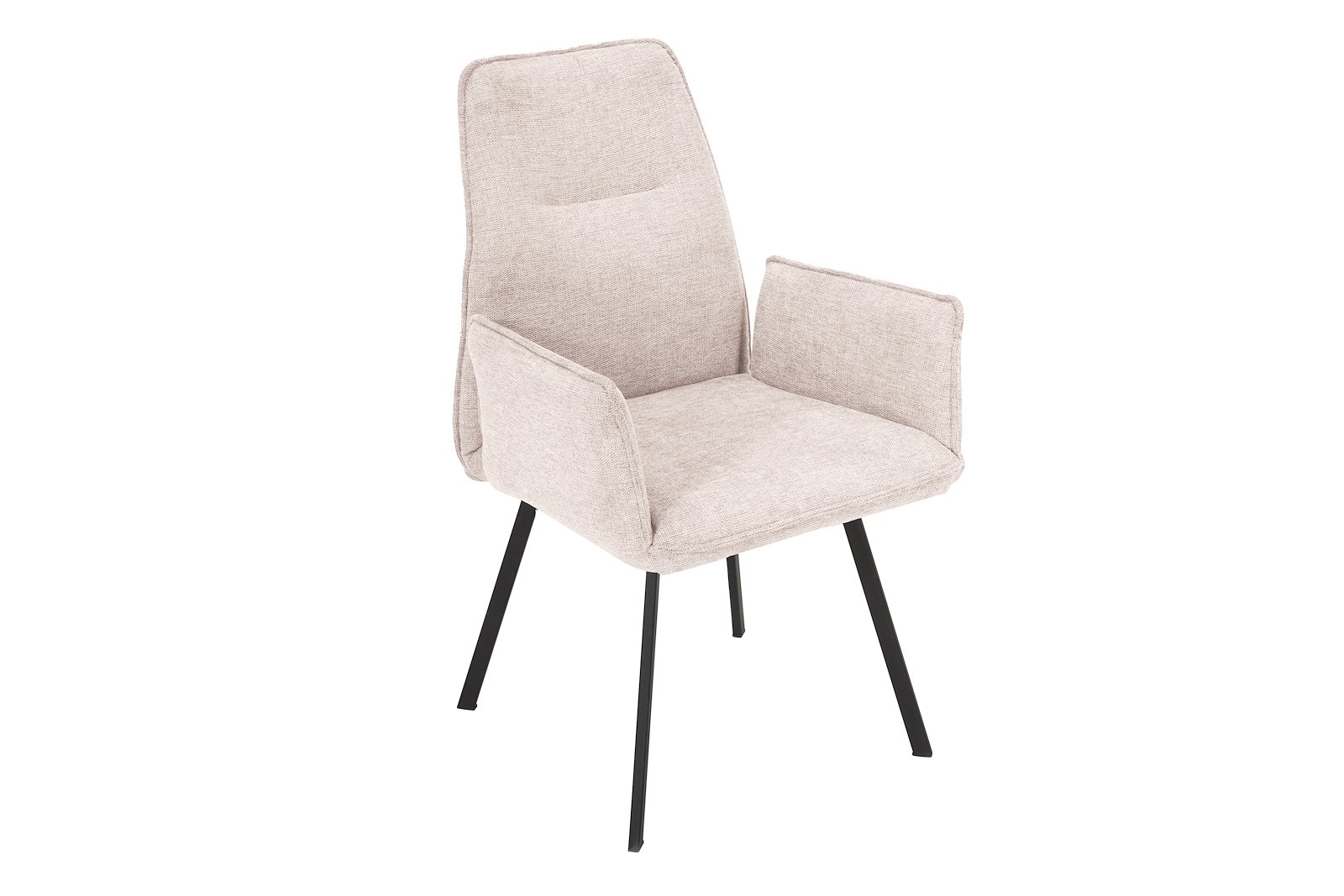 Prego spisestol Med arm. Tekstil Brego 3590 Beige med sorte metall ben DL03K5