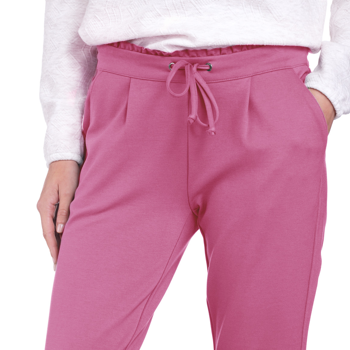 Gina Damen Jogpants mit Rüschen am Bund dunkelrosa