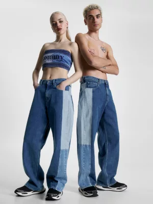 Calça jeans folgada de três tons