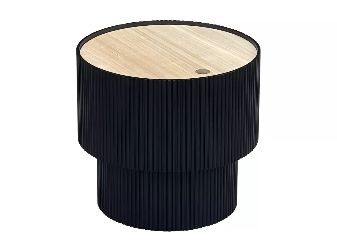 Sand I - Table d'appoint avec rangement en bois ø38,5cm - Terracotta
