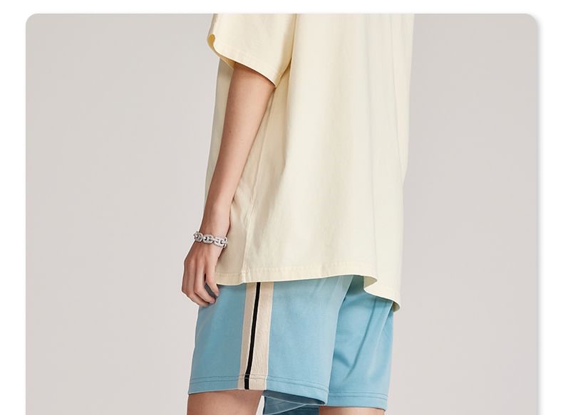Baethreads - Unisex gestreepte, geperste sweatshorts in 6 kleuren