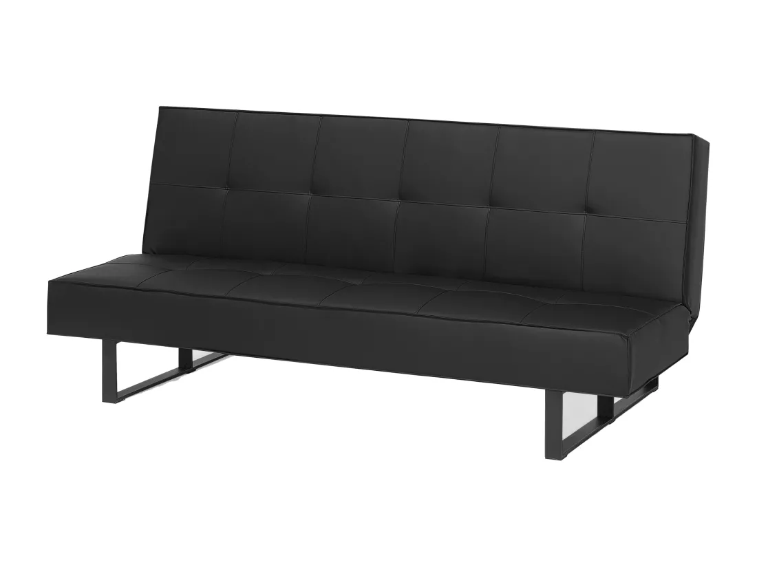 Canapé convertible 3 places en cuir PU noir DERBY PETIT