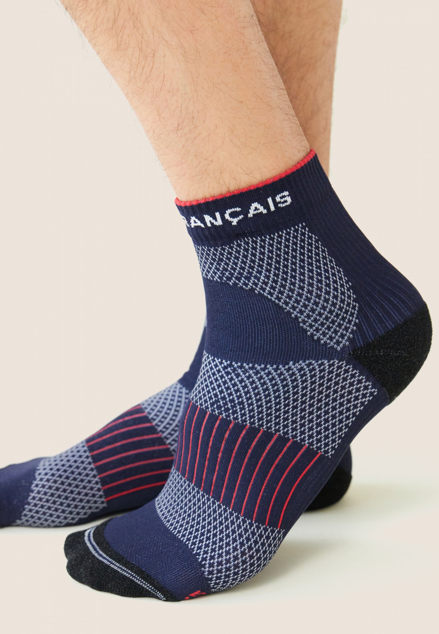 Trio de chaussettes courtes en polyamide-Pack Chaussettes Gaetan Marine Blanc Noir