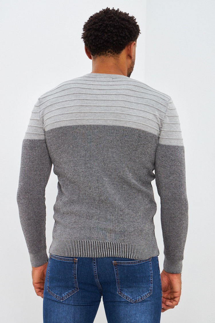 Pull fin bicolore gris et noir