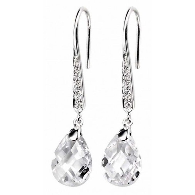 Boucle d'oreille cristal blanc en argent 925