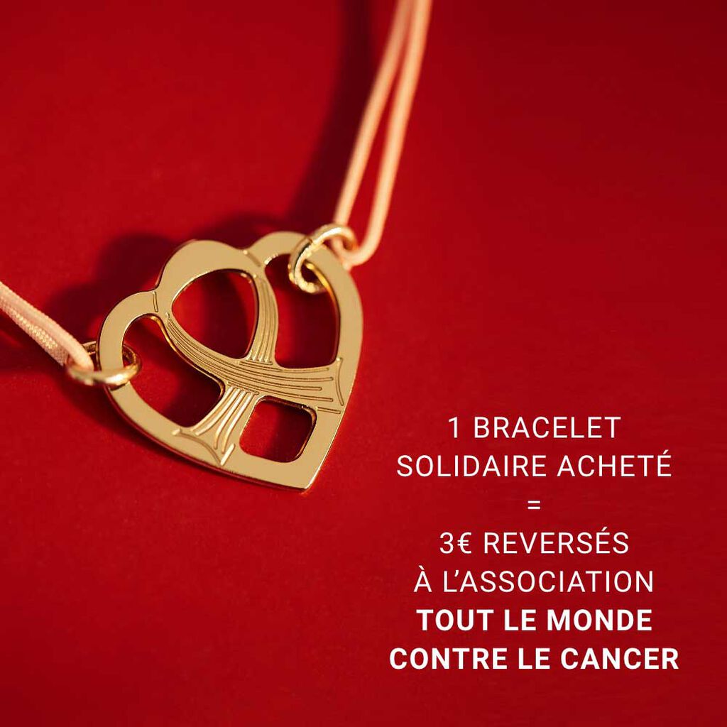 Bracelet Solidaire Lutte Contre Le Cancer Laiton Doré
