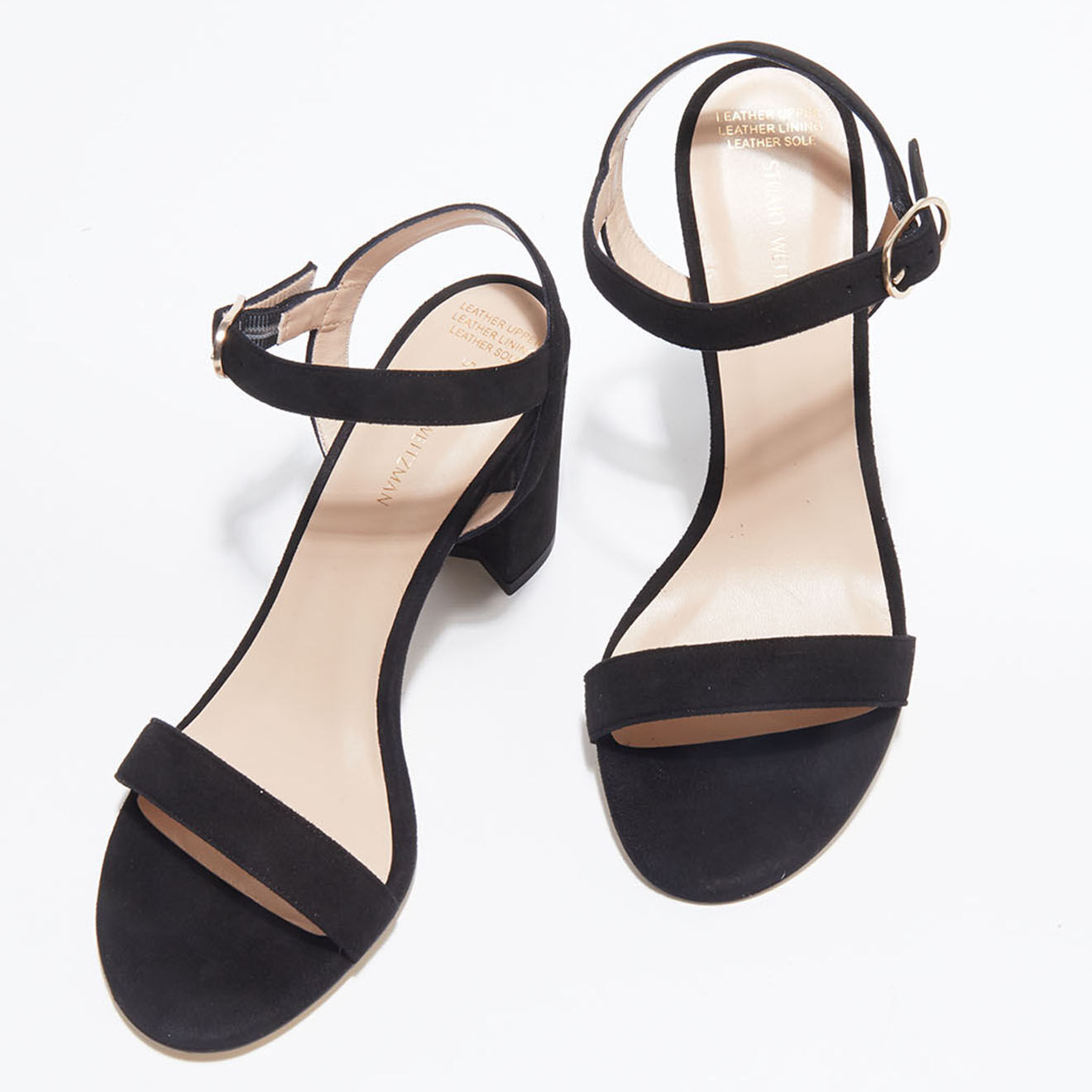 Stuart Weitzman Sandales en Velours de Cuir Taliana noires - Talon 8 cm