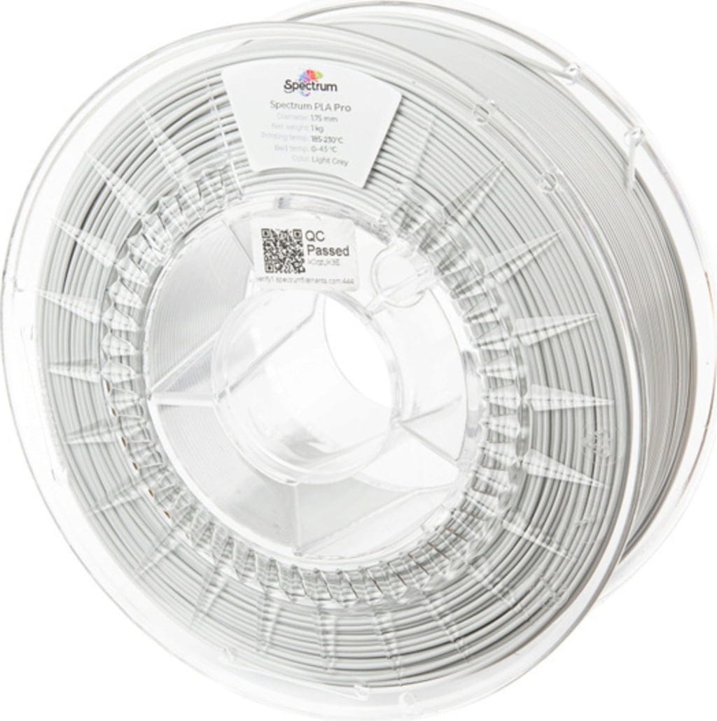 Spectrum  PLA Pro Light Grey, 1,75 mm / 1000 g    Haltbares und schlagfestes PLA Filament in Light Grey