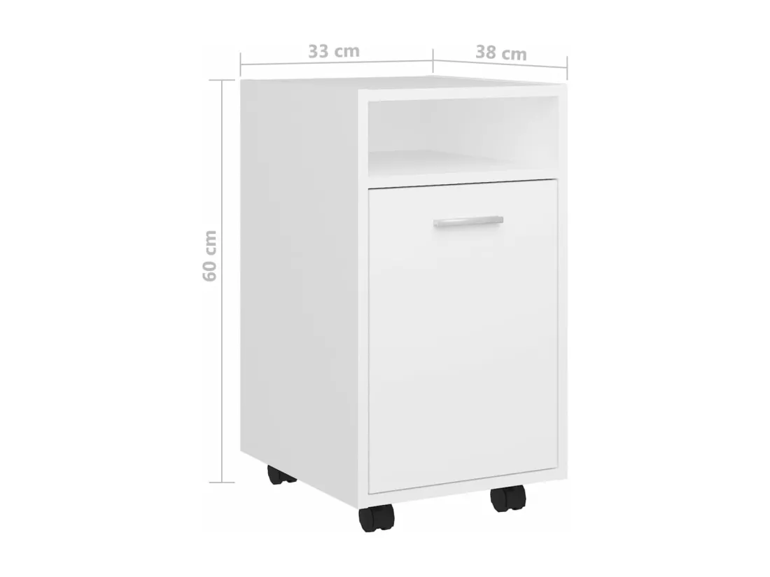 Armoire latérale avec roues Blanc 33x38x60 cm Bois d’ingénierie