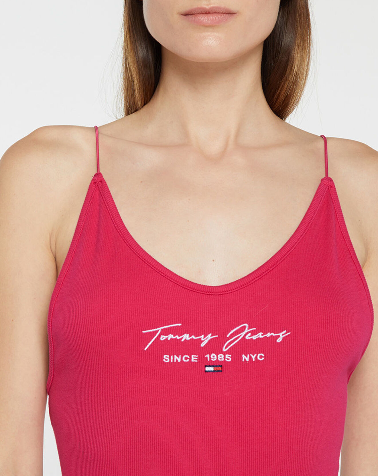Tommy Jeans Body 100% Coton Bio Tommy Script framboise