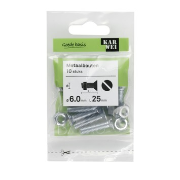 KARWEI metaalbout verzinkt 6x25 mm 10 stuks