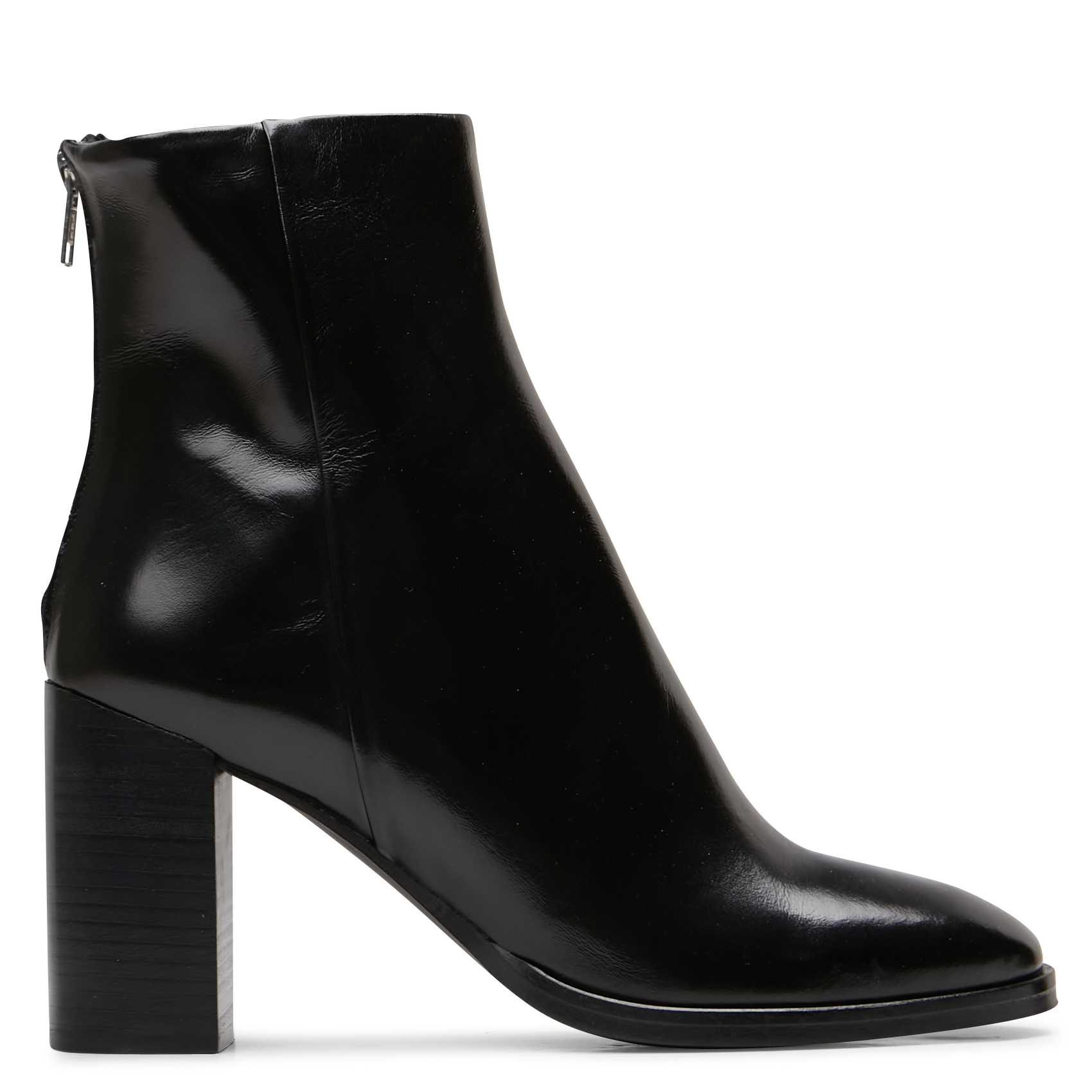 DEEP - Bottines à talon en cuir lisse | Noir