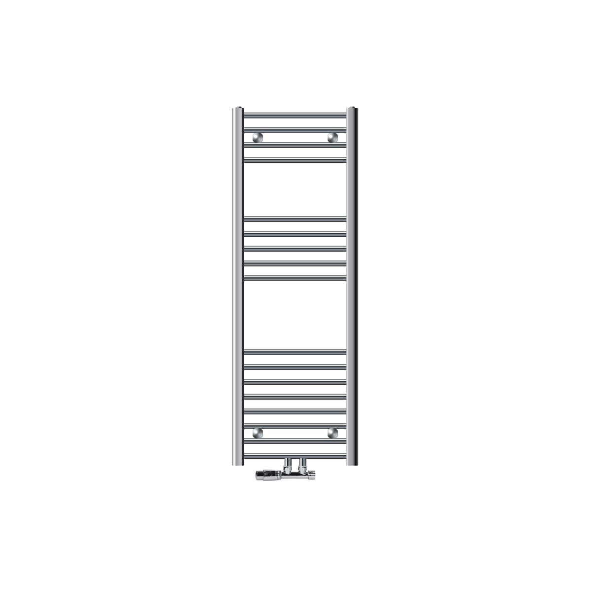 LuxeBath Sahara badkamerradiator, 400x1200 mm, chroom, recht, middenaansluiting, inclusief aansluitset met thermostaat, hoekmodel, wandaansluiting, badkamerradiator, handdoekwarmer, handdoekdroger, handdoekradiator