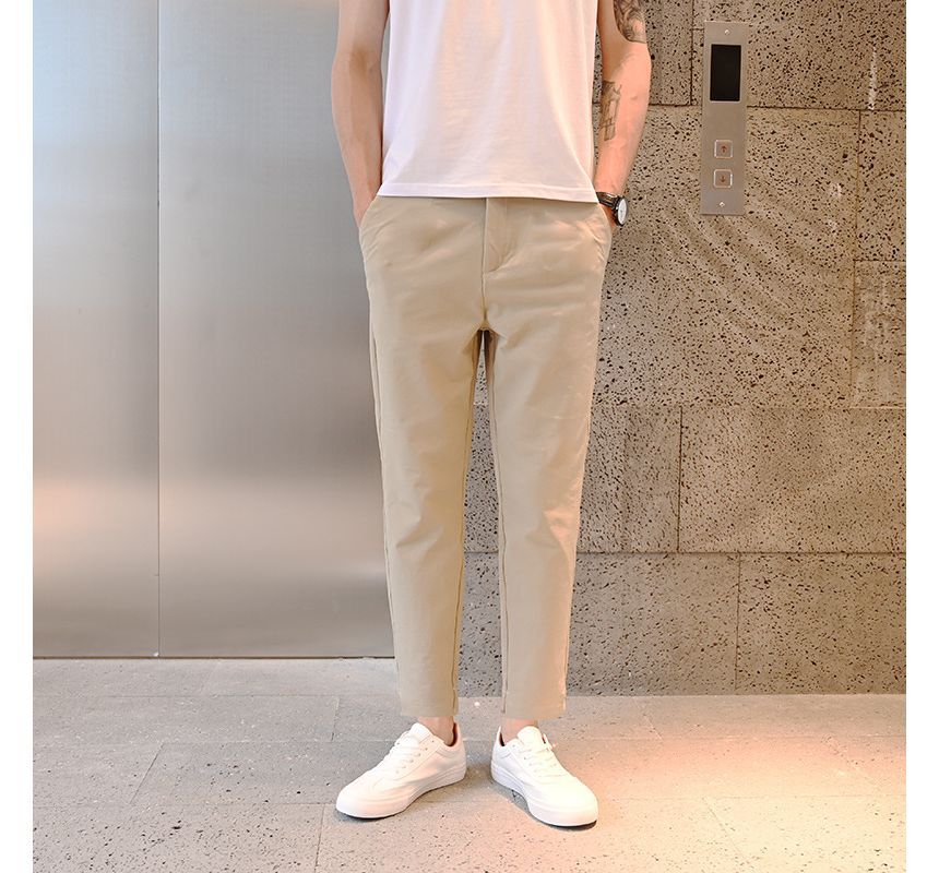 Lefitt - Hoge taille effen cropped taps toelopende broek (verschillende ontwerpen)