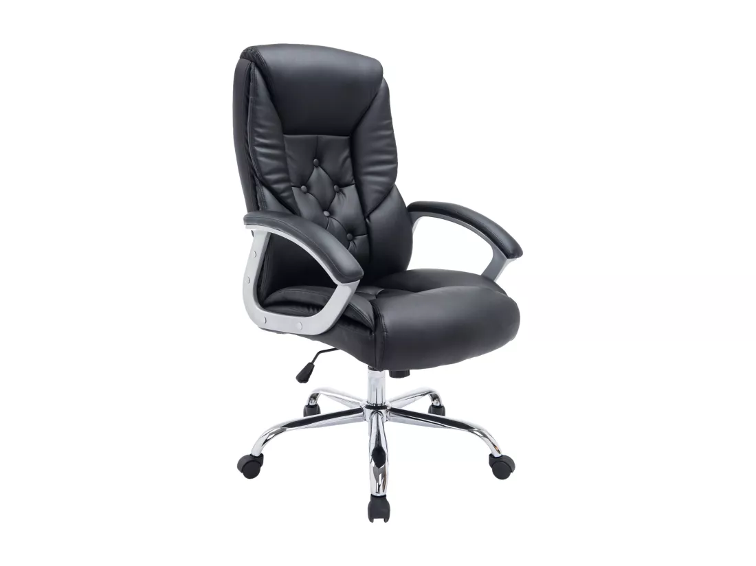 Chaise de bureau - Similicuir & Métal chromé - Noir - XXL Rodeo