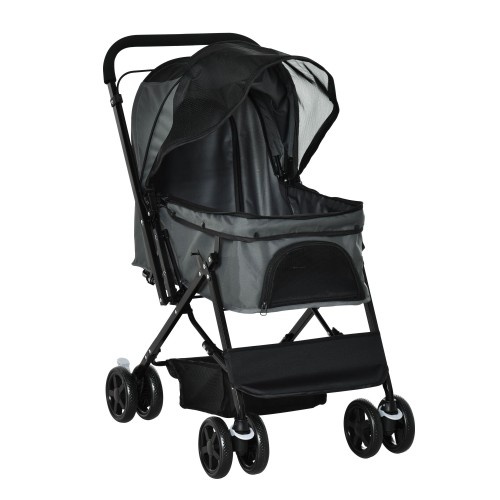 Carrinho de passeio dobrável preto para animais de estimação PawHut