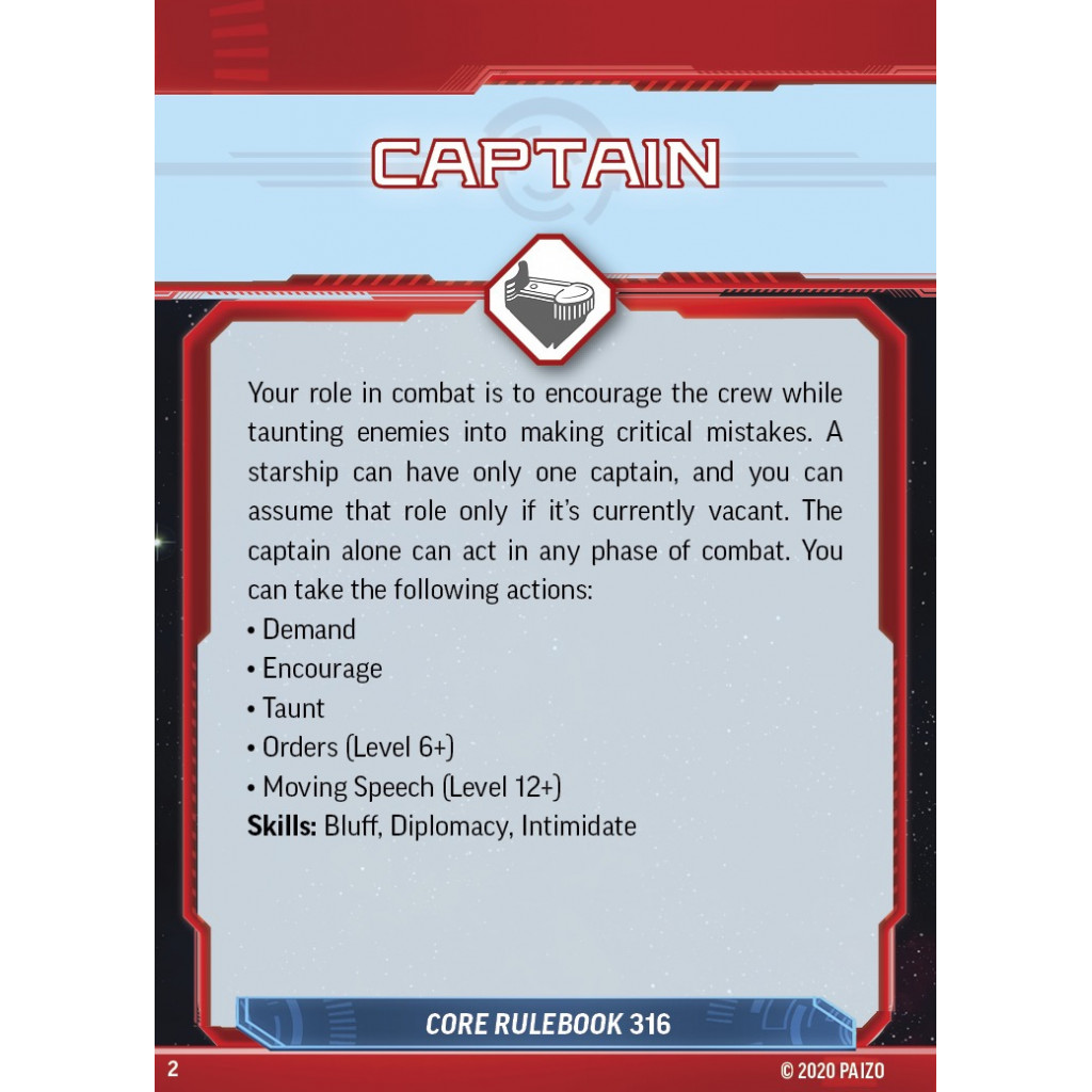 Starfinder Starship Combat Reference Cards