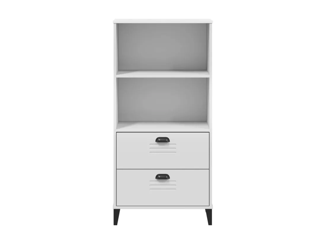 Bibliothèque VIKEN blanc 60x35x123 cm bois massif de pin