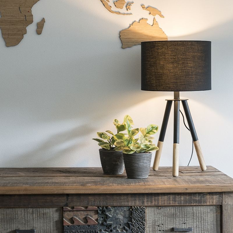 Set van tafel- en vloerlamp met kap zwart - Pip