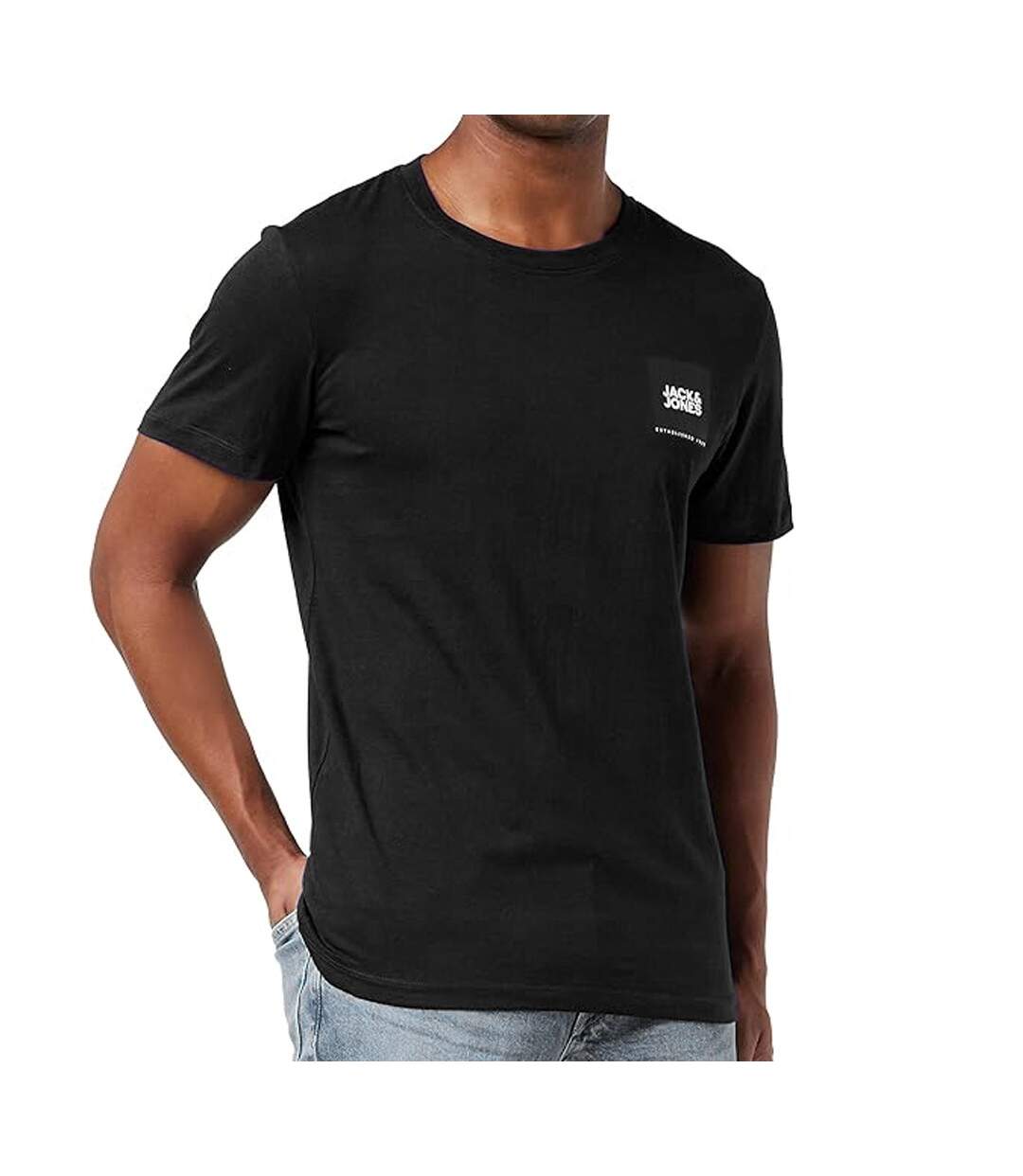 T-shirt Noir Homme Jack and Jones Lock