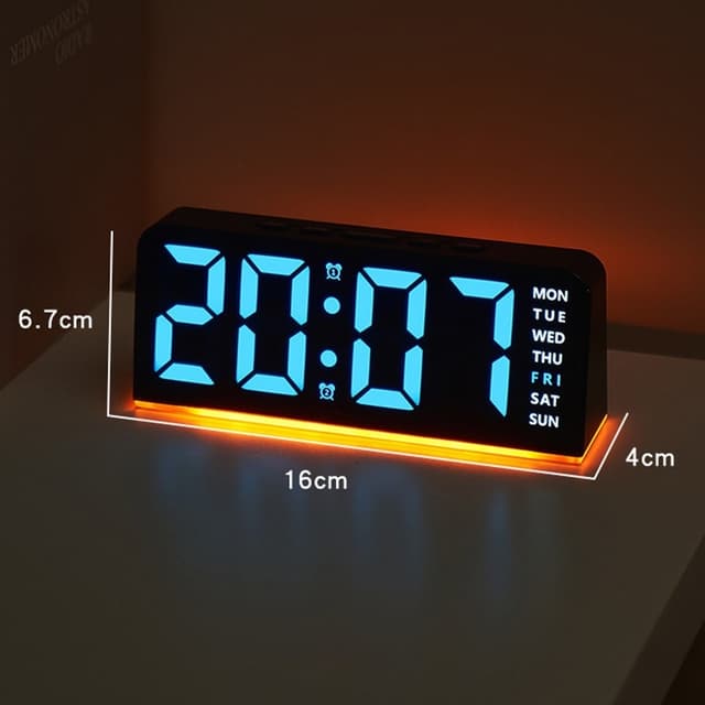 LED-ur Digitalt vækkeur Stort display Dato Temperatur vækkeur