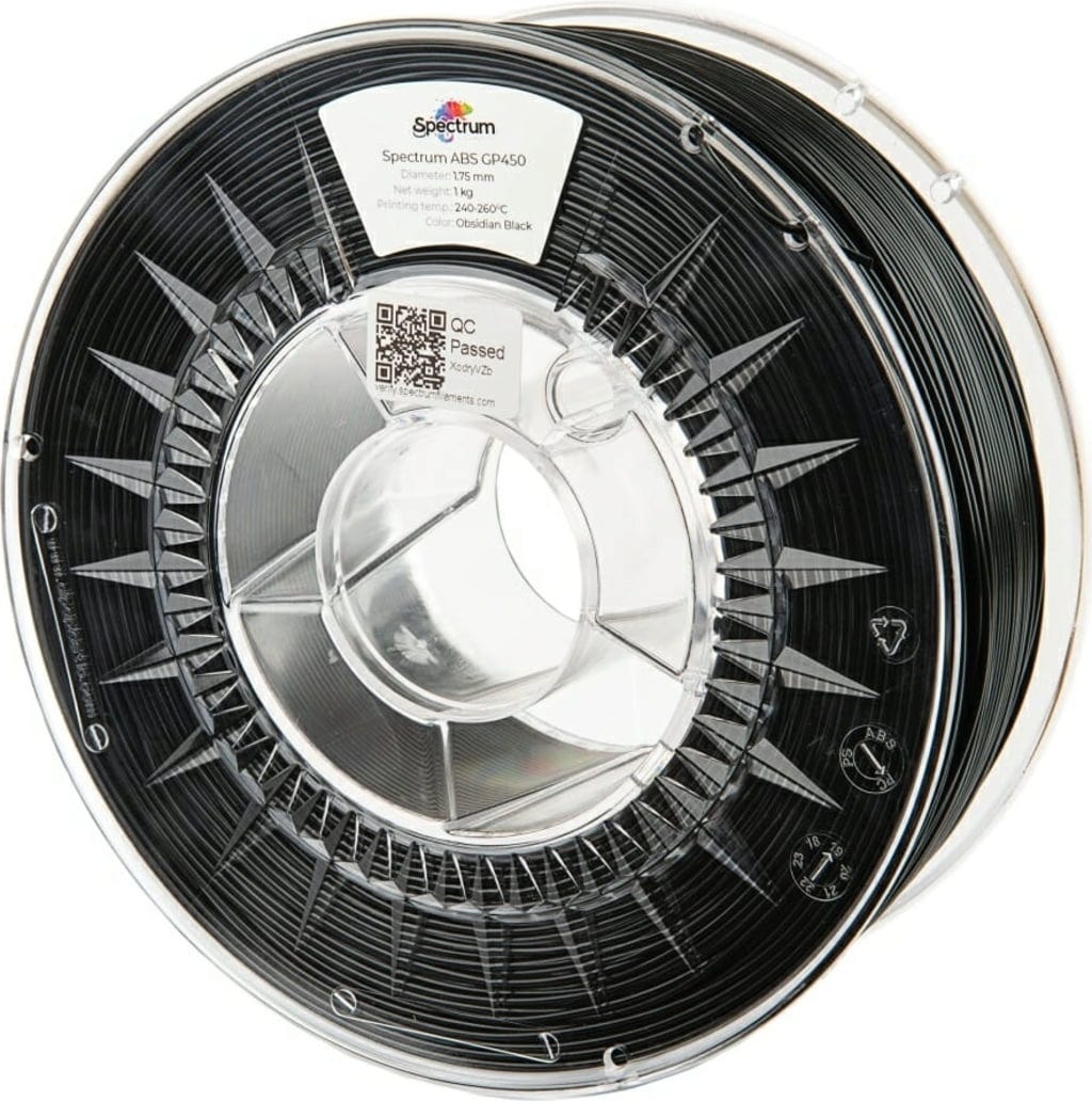 Spectrum  ABS GP450 Obsidian Black, 1,75 mm / 1000 g    Industrietaugliches ABS-Filament mit guten mechanischen Eigenschaften