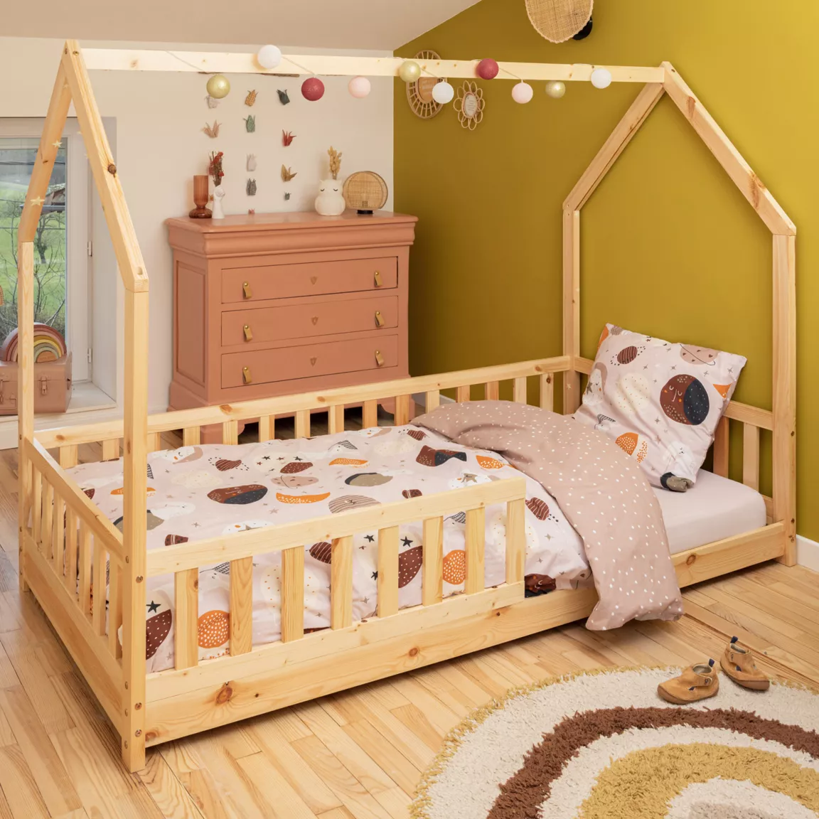 Housse de couette et une taie enfant coton (140 x 200 cm) Sky Dream Rose