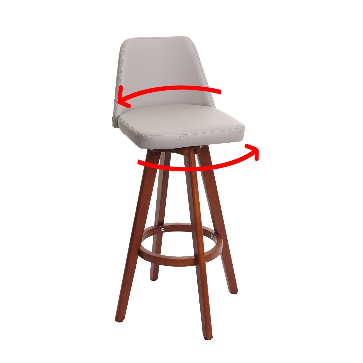 Barhocker MCW-C43, Barstuhl Tresenhocker, Holz Kunstleder drehbar ~ taupe