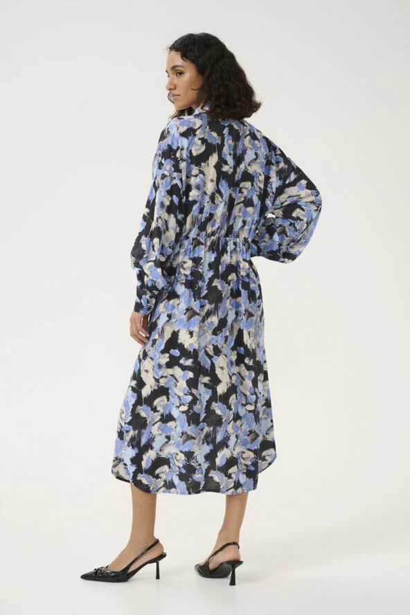 Kaffe KAvictoria Shirt Dress Black/blue graphic strokes