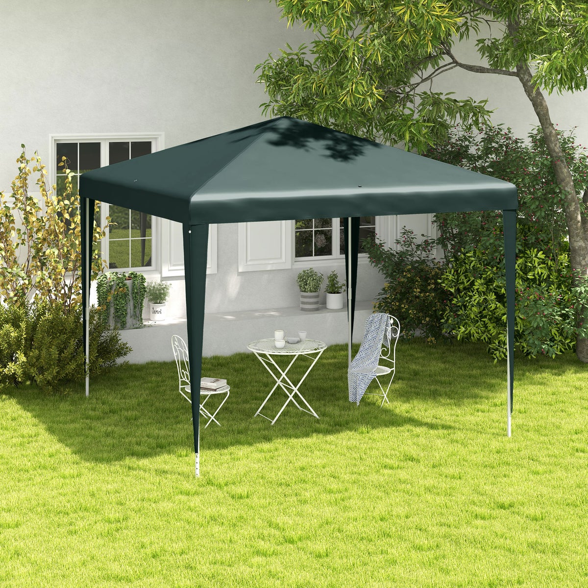 Outsunny barbecue paviljoen, 270L x 270B x 255H cm, staal, PE, groen