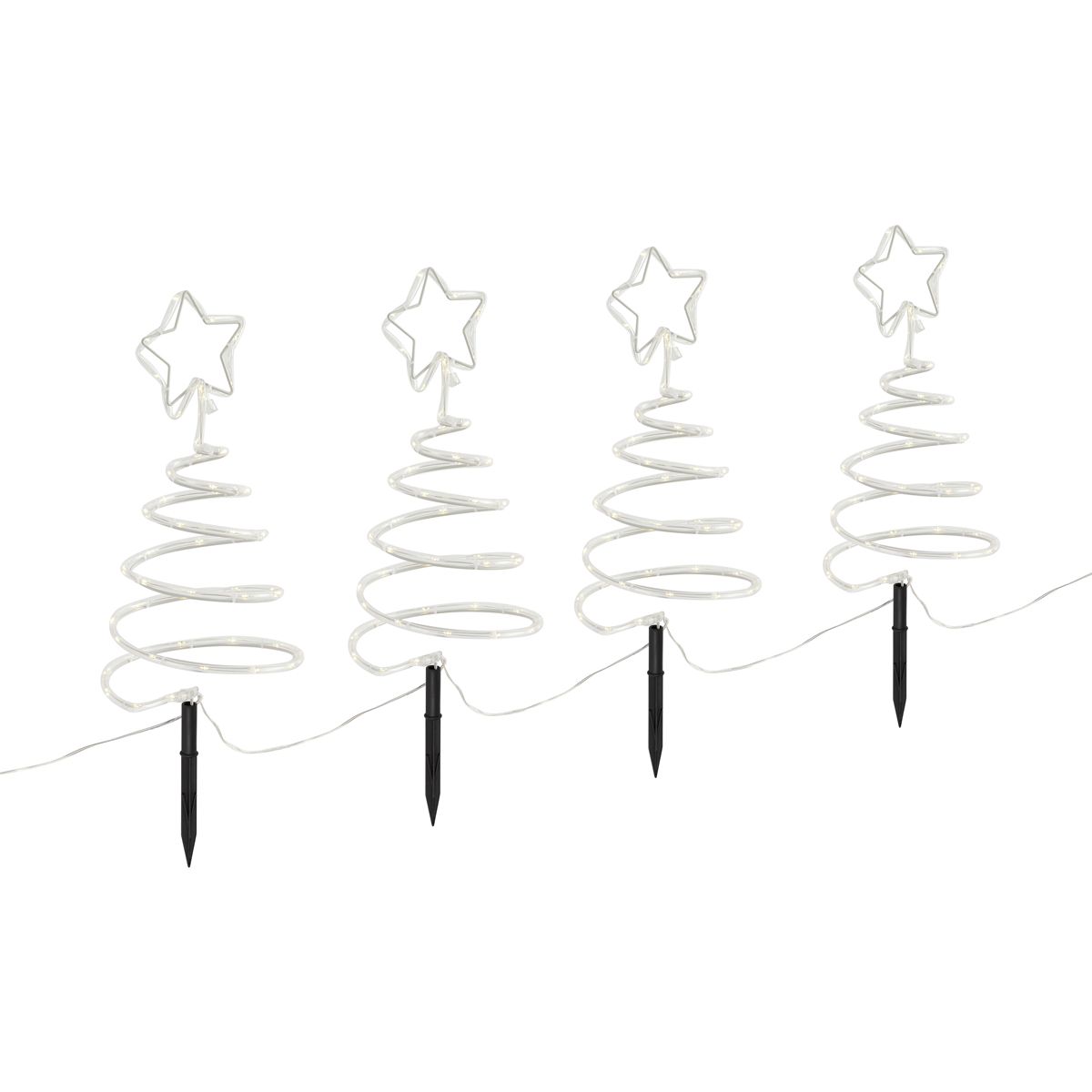 Set van 4 kerst prikspots wit kerstboom incl. LED IP44 - Puno