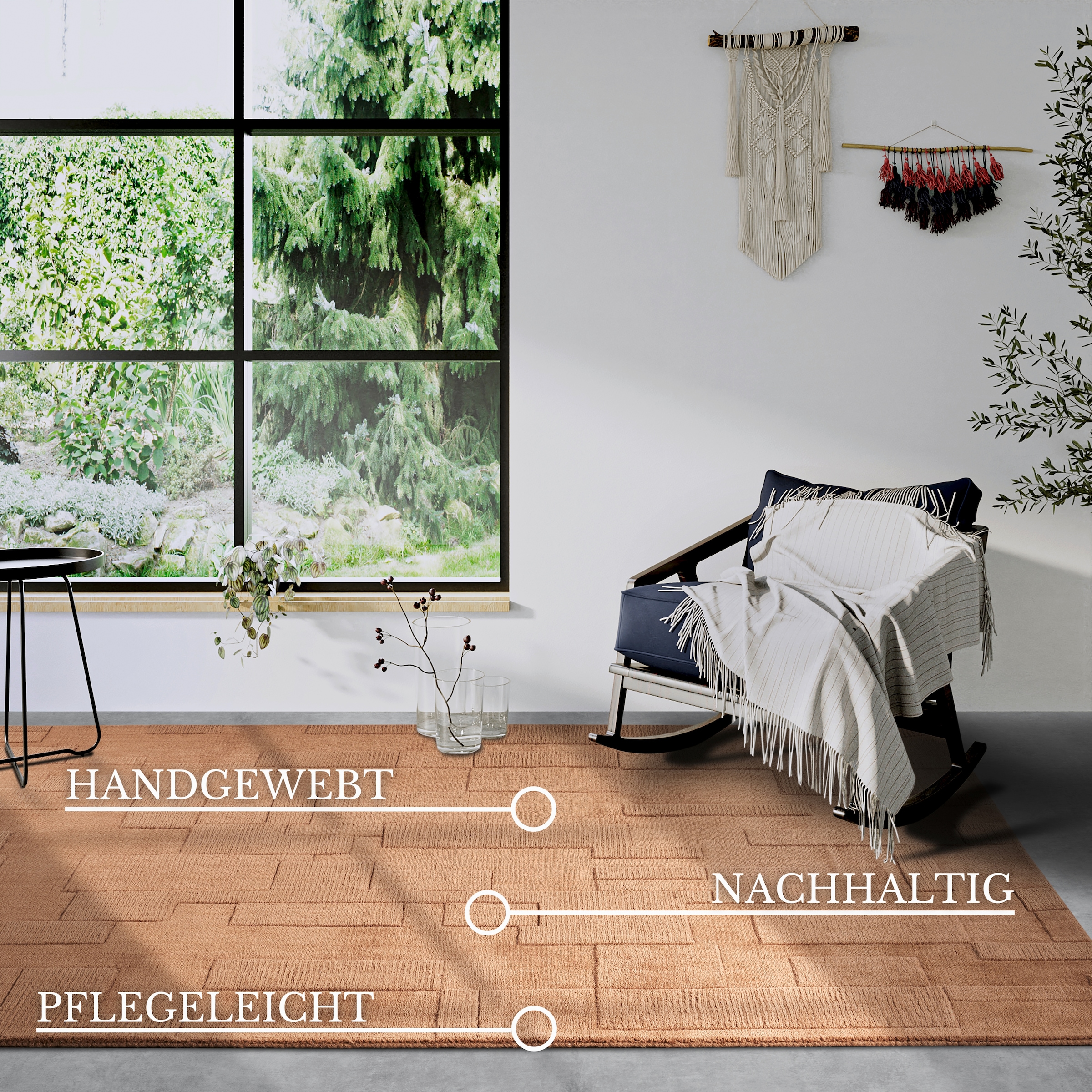 Villeroy & Boch Wollteppich »Wilhelmine« rechteckig 10 mm Höhe Läufer, handgewebt, Wolle, Natur, Wohnzimmer, Geometrie, Boho