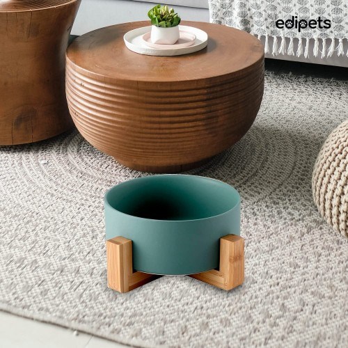 Comedouro e bebedouro Edipets em porcelana verde para animais de estimação