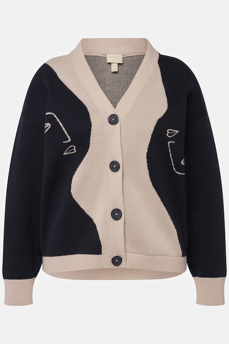 Strickjacke, Frauen, Boxy, V-Ausschnitt, Biobaumwolle
