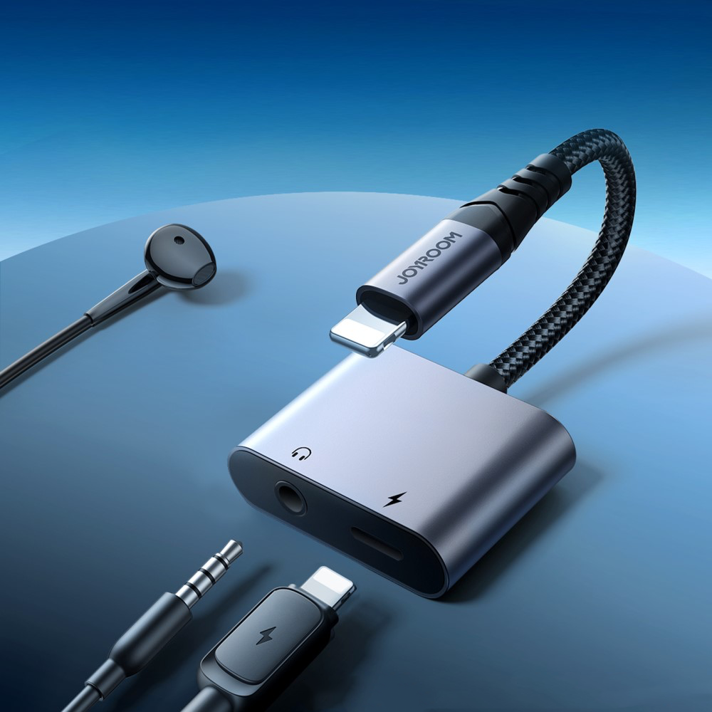 (10cm) SY-L01 Lightning auf 3.5mm   Lightning Audio Musik Kopfhörer Lade Adapter Splitter - Grau