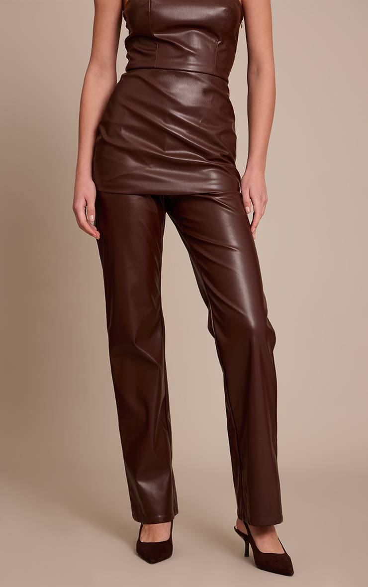 Chocolat Pantalon Ajusté En Synthétiquecuir Ensemble Coordonné