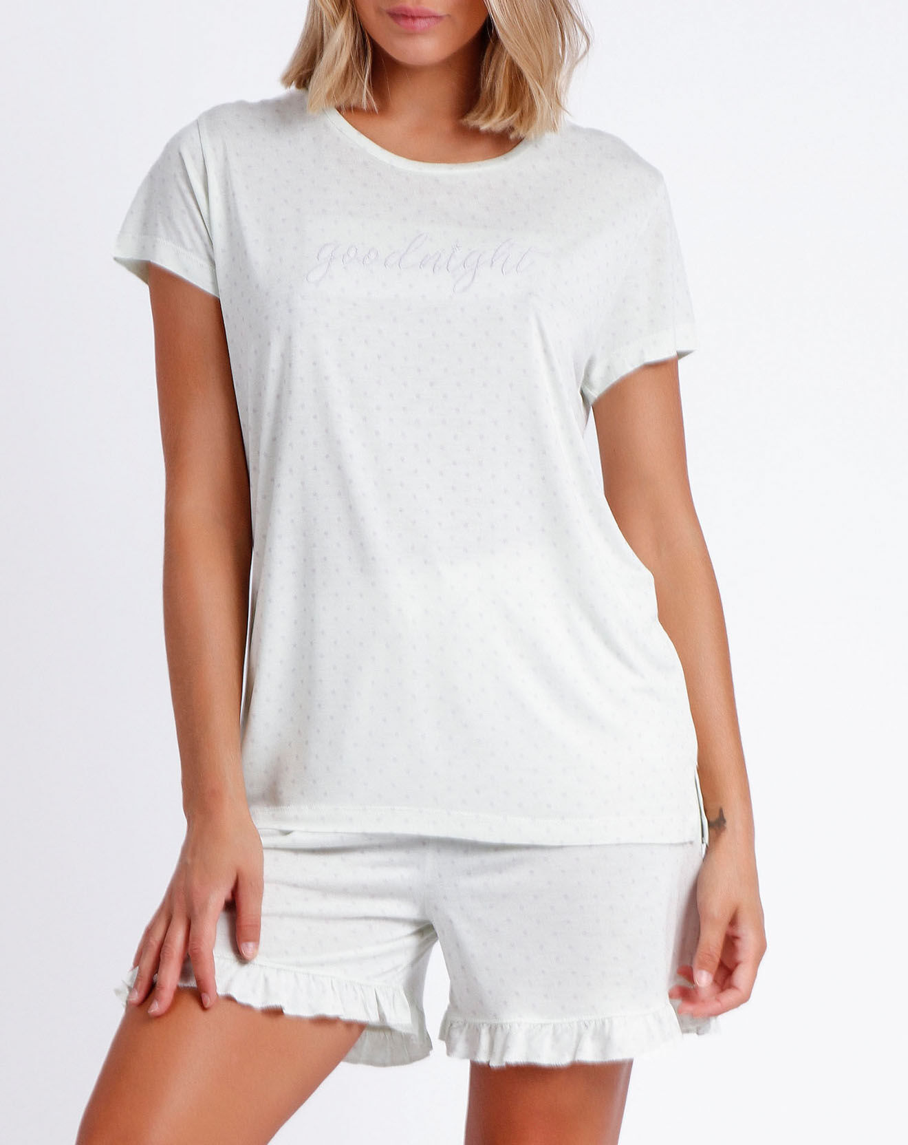 Admas Pyjama T-Shirt & Short Svetlana blanc