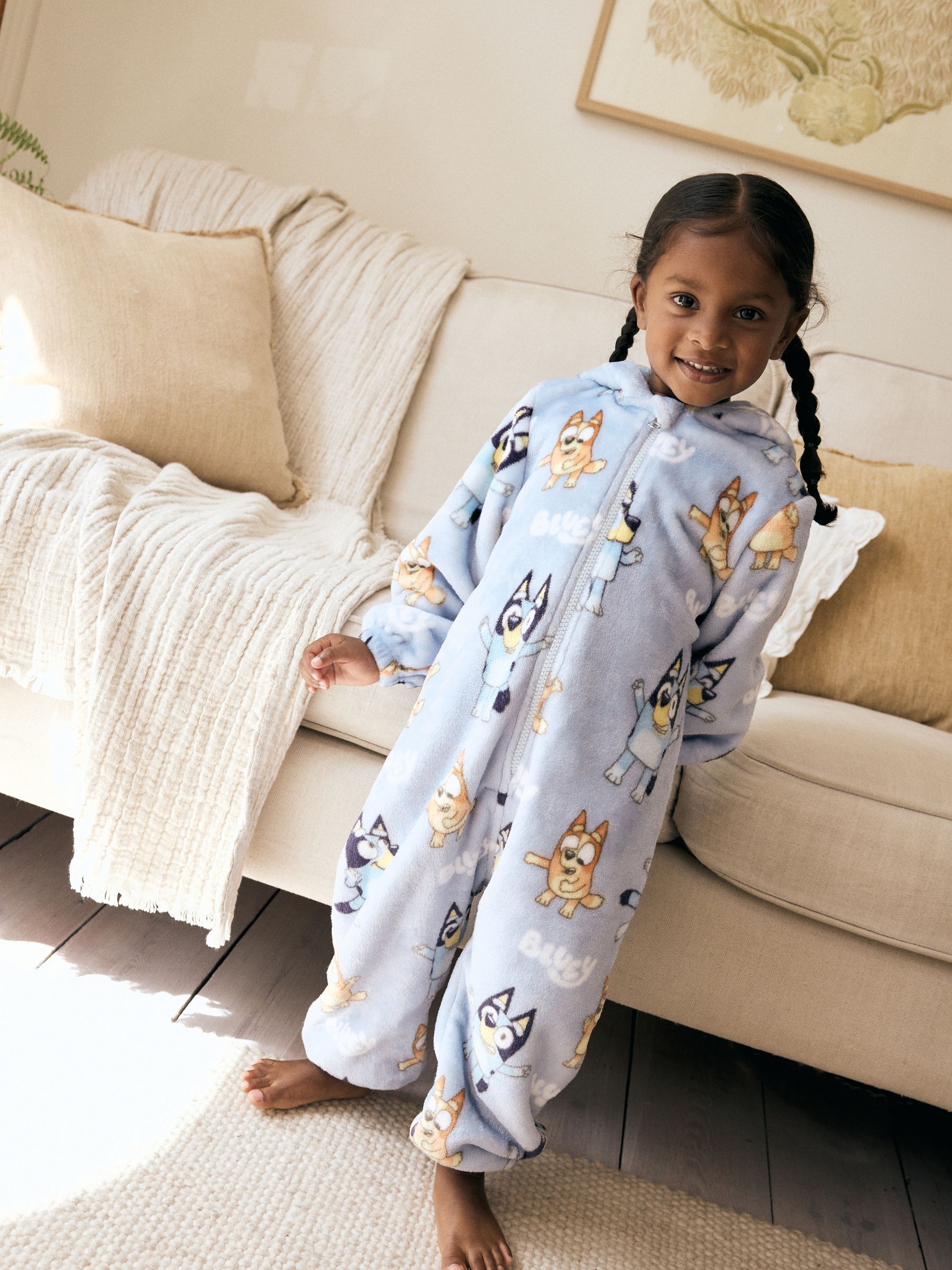 Blauw - Fleece onesie (2-10 jr)