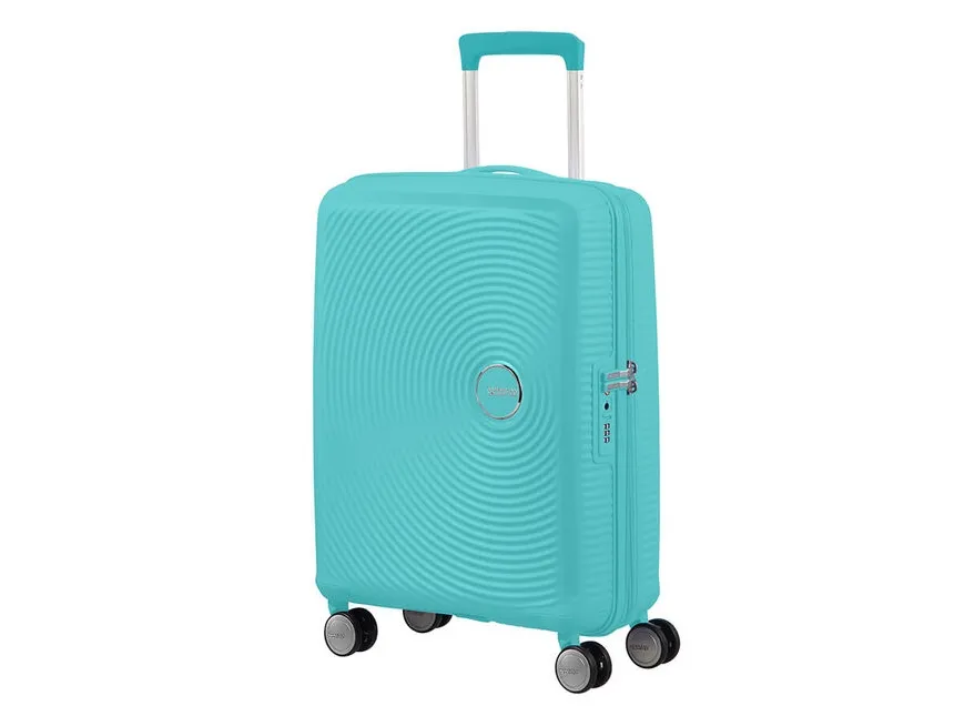 American Tourister Sounbox Spinner Expandable (4 wheels) 55cm, Trolley, Hård skal, Blå, Poolside Blue, Lille, Polypropylen (PP)