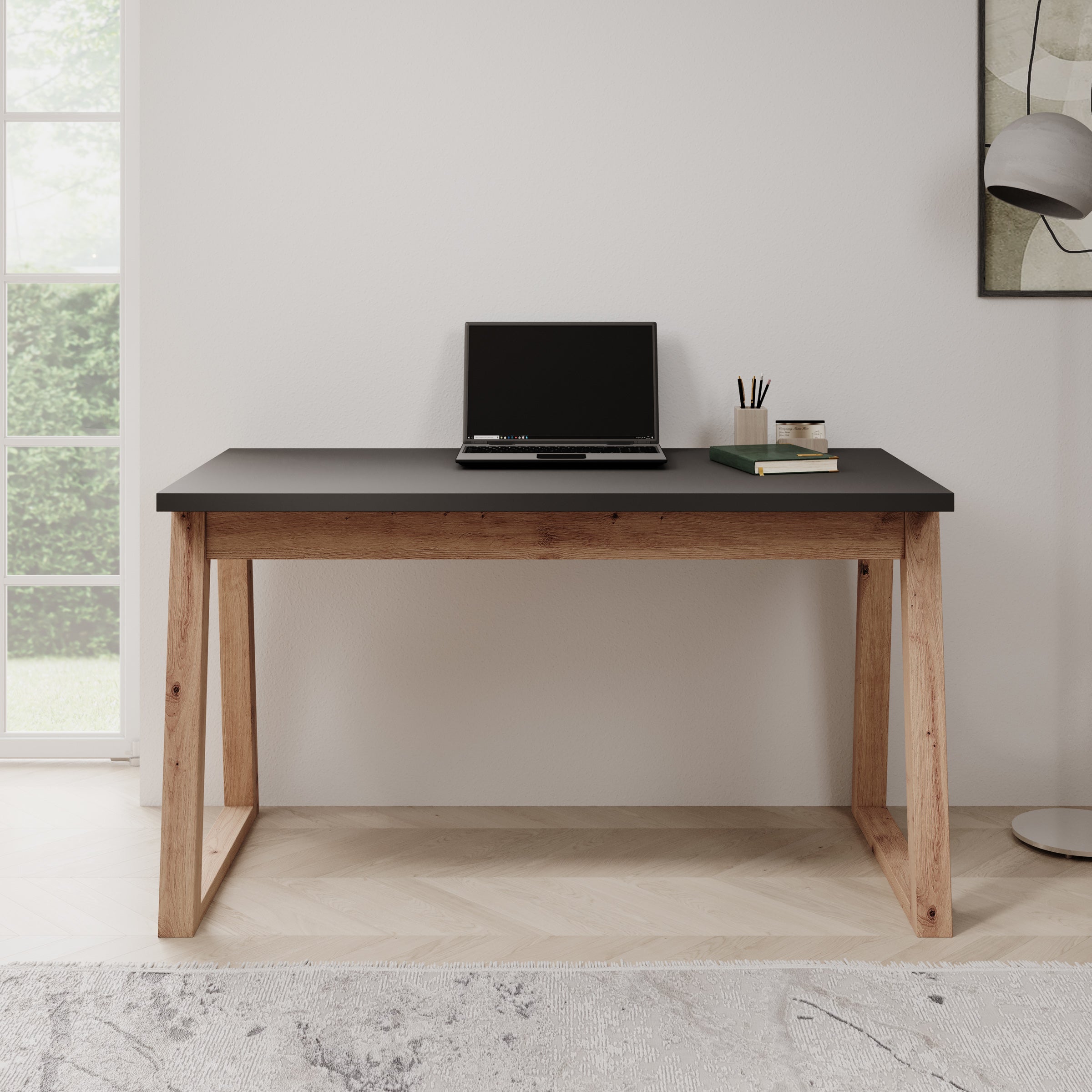 Meubella - Ithaca - Bureau - Zwart - 135x65 cm
