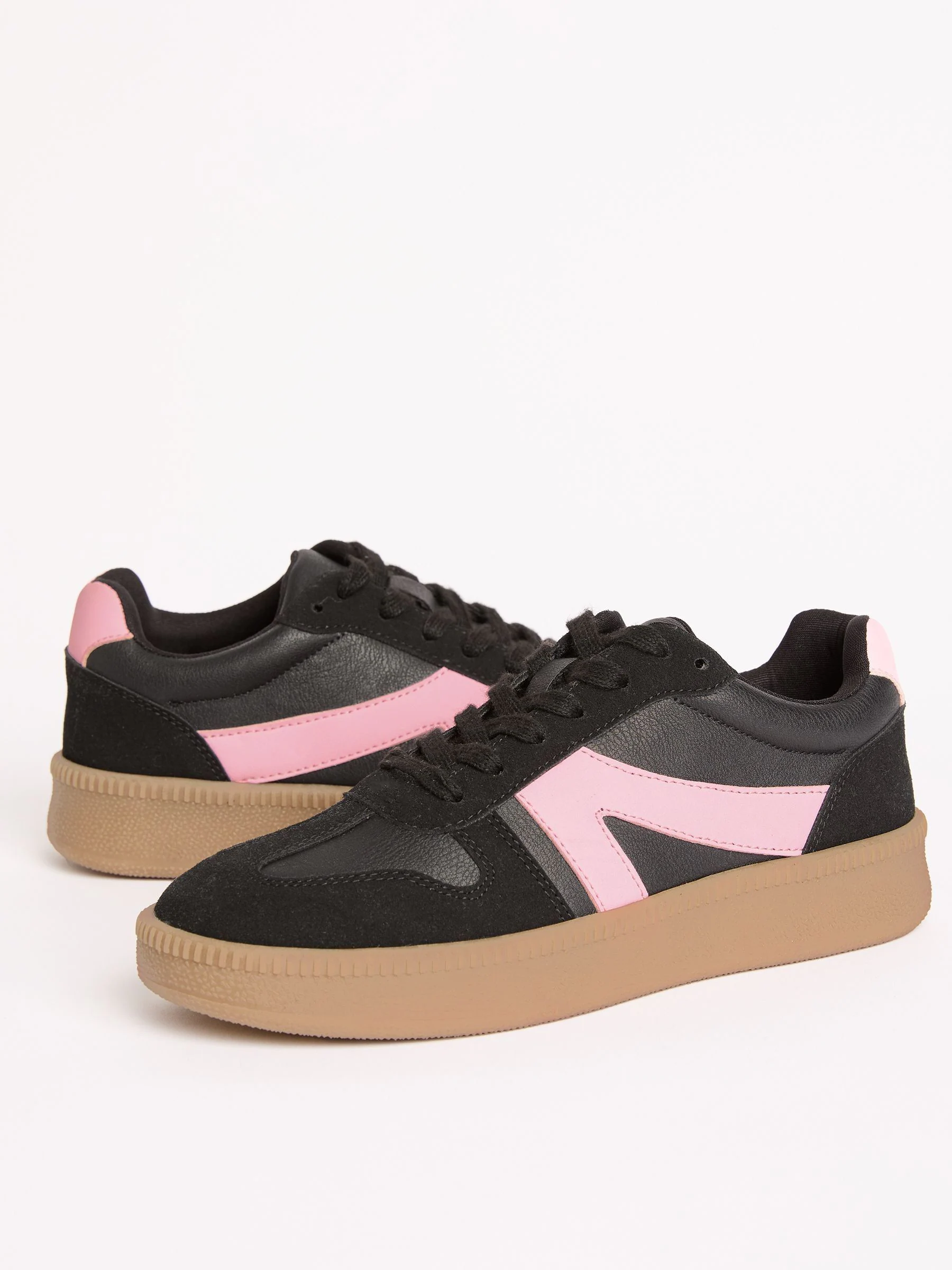 Zwart - Friends Like These retro sportschoenen met veters en rubberen zool