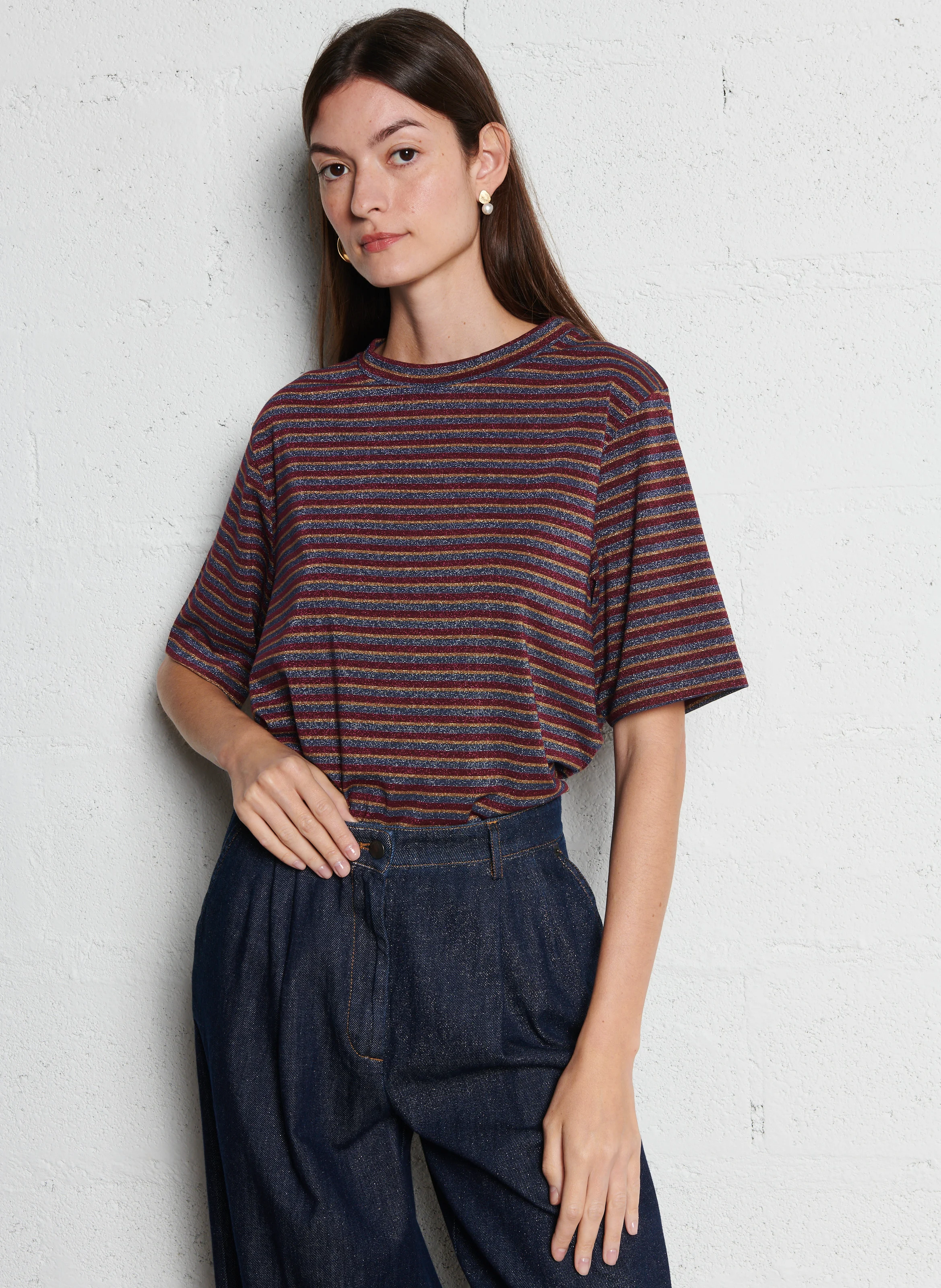 IORA - Tee-shirt col rond pailleté | Multicolore