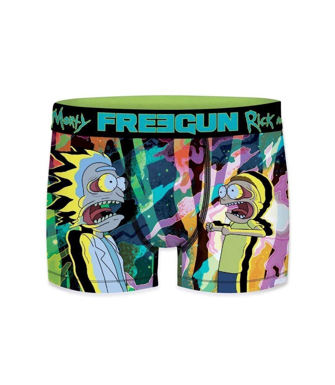 FREEGUN Boxer Homme Microfibre AFR Noir Multicolore RICK ET MORTY