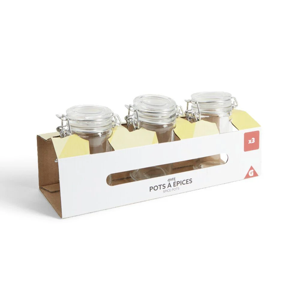 Lot de 3 pots à épices en verre