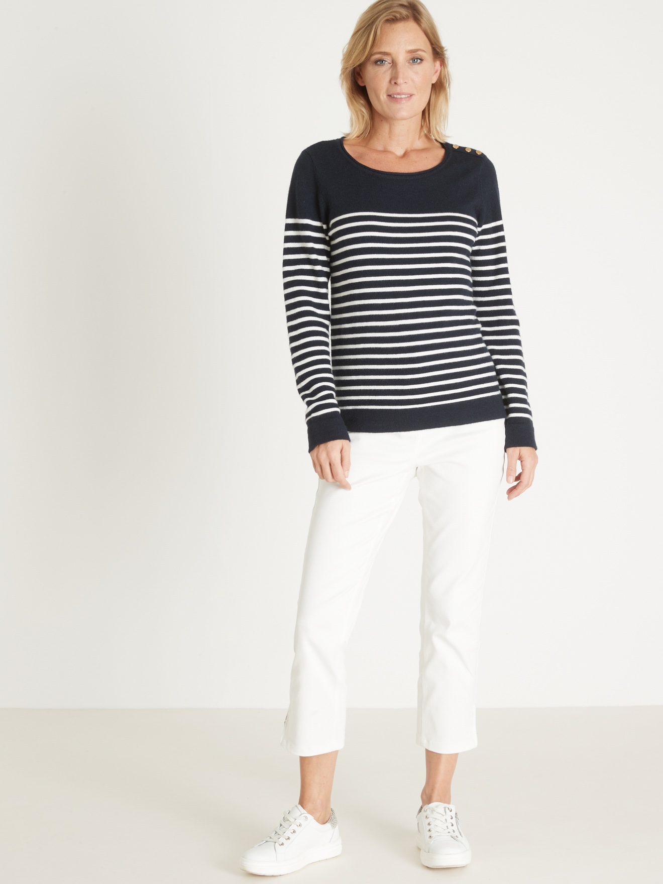 Pull marinière col rond