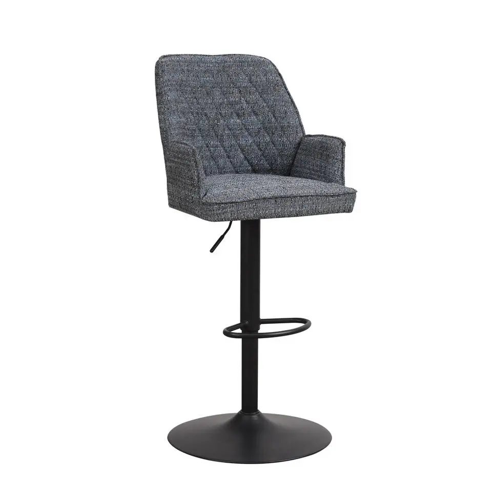 Barkruk Novan chenille blauw - Zithoogte 68 cm - Stof - Blauw