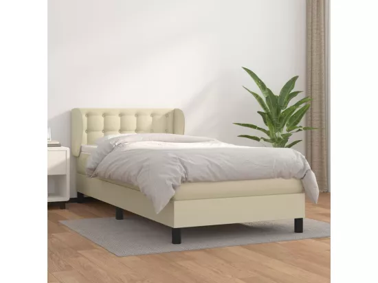 Sommier tapissier avec matelas Crème 100x200cm Similicuir