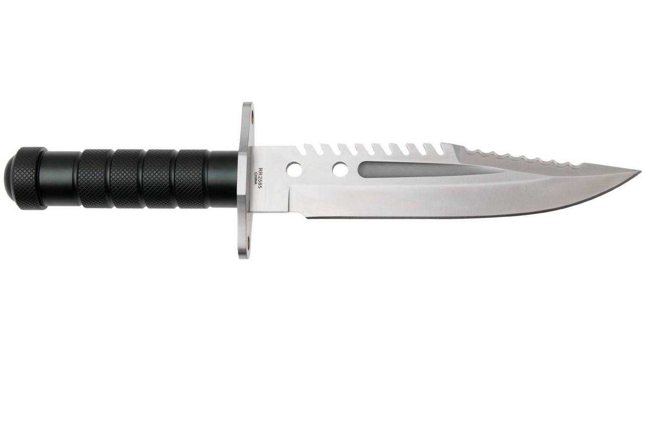 Rough Ryder Survival Knife RR2585, Satin D2, Green Aluminium, survivalmes