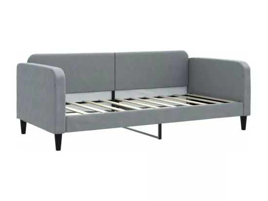 Lit de jour avec gigogne et tiroirs gris clair 90x190 cm tissu