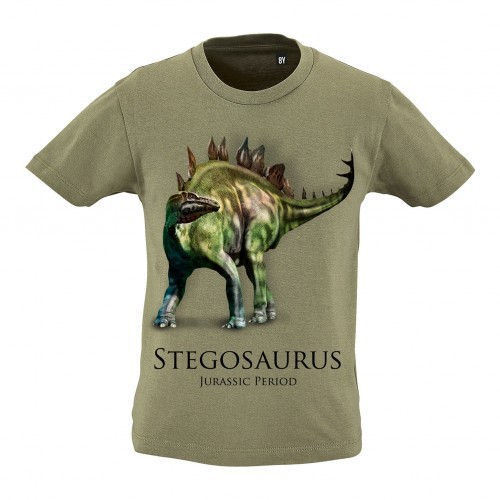 Camiseta Stegosaurus para meninos, bege